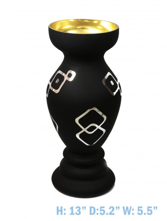 OPAQUE COLOURED GLASS VASE WITH METALLIC